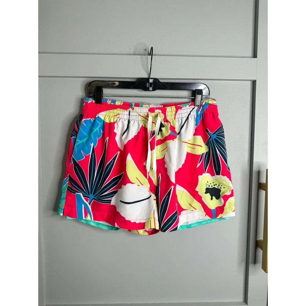 Chubbies Mens XL Swim Trunks 4 Inch Inseam Tropical Floral Red Pink Blue Shorts